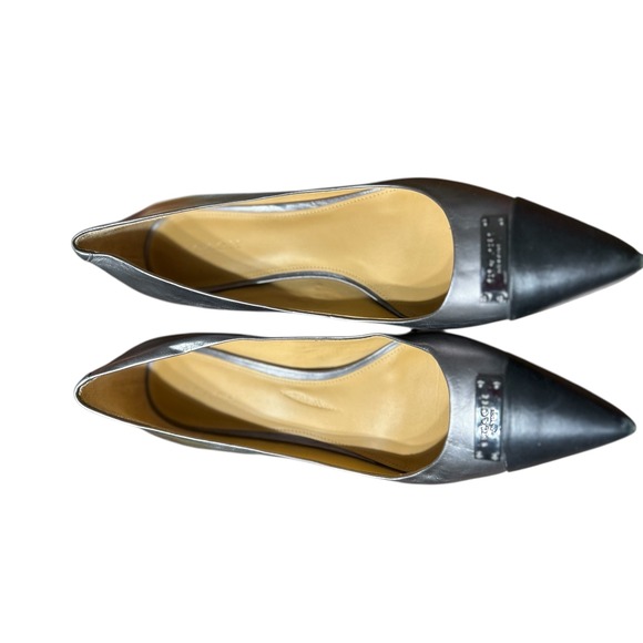 Coach Black Silver Pointed Toe Kitten Heel Pumps Women's Size 9B - Picture 8 of 11